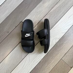 Nike black double strap slide